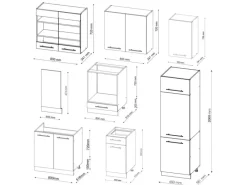 Einbauküchen<Vicco Fame-Line Küchenzeile -Gold Landhaus/Anthrazit 300 cm AP Anthrazit ohne E-Geräte