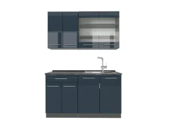 Single-Küchen<Vicco Fame-Line Küchenzeile Hochglanz/Anthrazit 140 cm ohne Arbeitsplatte ohne E-Geräte