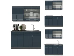 Single-Küchen<Vicco Fame-Line Küchenzeile Hochglanz/Anthrazit 140 cm ohne Arbeitsplatte ohne E-Geräte