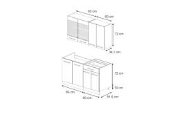 Single-Küchen<Vicco Fame-Line Küchenzeile Hochglanz/Anthrazit 140 cm ohne Arbeitsplatte ohne E-Geräte