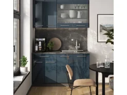 Single-Küchen<Vicco Fame-Line Küchenzeile Hochglanz/Anthrazit 140 cm ohne Arbeitsplatte ohne E-Geräte