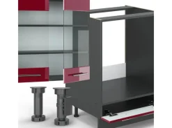 Einbauküchen<Vicco Fame-Line Küchenzeile Bordeaux Hochglanz/Anthrazit 300 cm ohne Arbeitsplatte ohne E-Geräte