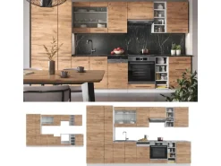 Einbauküchen<Vicco Fame-Line Küchenzeile Goldkraft /Weiß 355 cm ohne Arbeitsplatte ohne E-Geräte