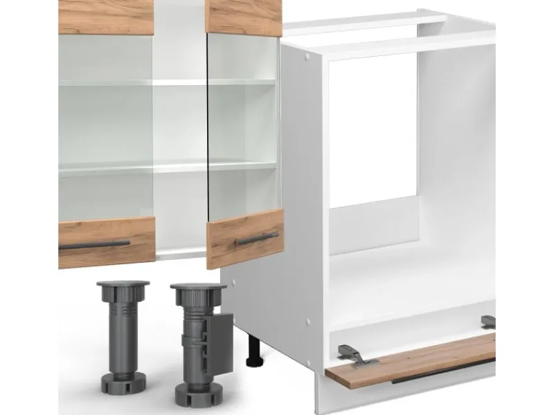 Einbauküchen<Vicco Fame-Line Küchenzeile Goldkraft /Weiß 355 cm ohne Arbeitsplatte ohne E-Geräte