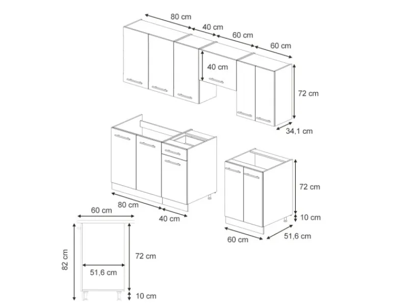 Vicco Fame-Line Küchenzeile Eiche Paneel/Goldkraft Eiche 240 cm AP Anthrazit ohne E-Geräte< Herde|Kühlschränke