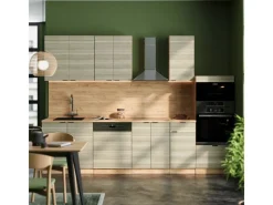 Discount Vicco Fame-Line Küchenzeile Eiche Paneel/Goldkraft Eiche 300 cm mit HochschrankAP Anthrazit ohne E-Geräte Berghütten Eiche