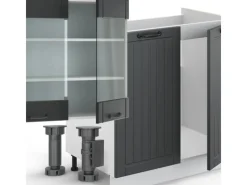 Vicco Fame-Line Küchenzeile Anthrazit Landhaus/Weiß 300 cm ohne Arbeitsplatte ohne E-Geräte< Einbauküchen