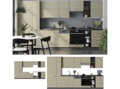 Clearance Vicco Fame-Line Küchenzeile Eiche Paneel/Anthrazit 355 cm AP Anthrazit ohne E-Geräte Brauhaus Eiche