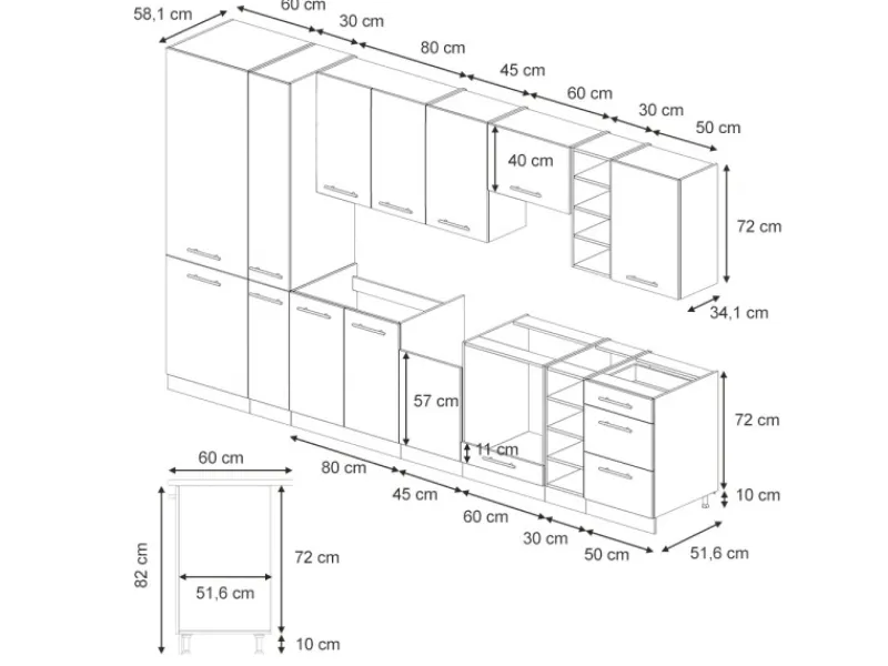 Clearance Vicco Fame-Line Küchenzeile Eiche Paneel/Anthrazit 355 cm AP Anthrazit ohne E-Geräte Brauhaus Eiche