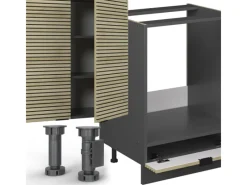 Clearance Vicco Fame-Line Küchenzeile Eiche Paneel/Anthrazit 355 cm AP Anthrazit ohne E-Geräte Brauhaus Eiche
