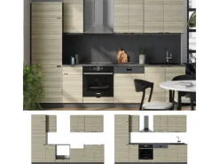 Outlet Vicco Fame-Line Küchenzeile Eiche Paneel/Anthrazit 300 cm AP Anthrazit ohne E-Geräte Brauhaus Eiche