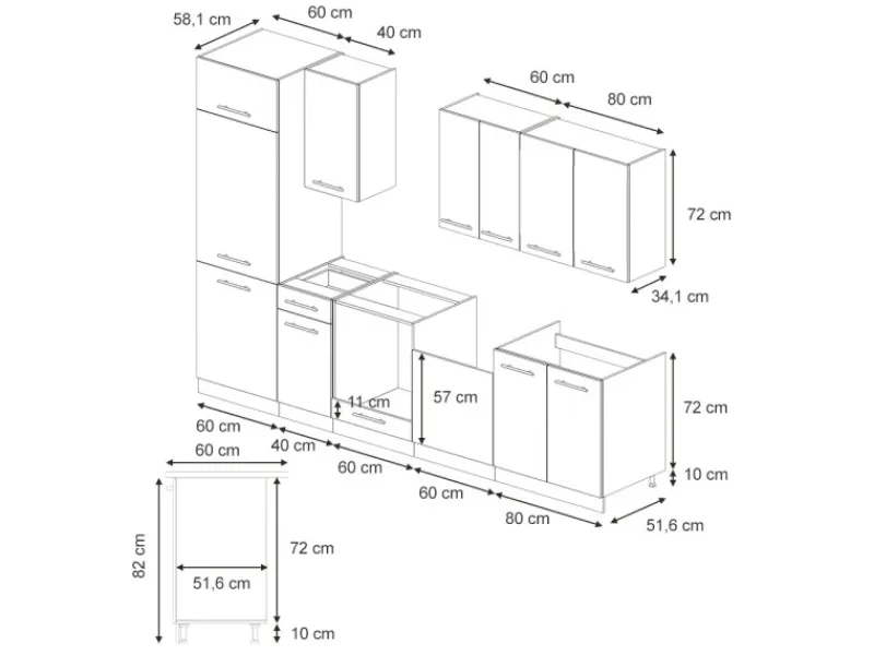 Outlet Vicco Fame-Line Küchenzeile Eiche Paneel/Anthrazit 300 cm AP Anthrazit ohne E-Geräte Brauhaus Eiche