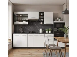 Einbauküchen<Vicco Fame-Line Küchenzeile /Anthrazit 280 cm AP Eiche ohne E-Geräte