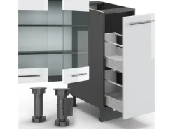 Einbauküchen<Vicco Fame-Line Küchenzeile /Anthrazit 280 cm AP Eiche ohne E-Geräte