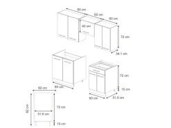 Sale Vicco Fame-Line Küchenzeile Eiche Paneel/Weiß 200 cm AP Anthrazit ohne E-Geräte Berghütten Eiche