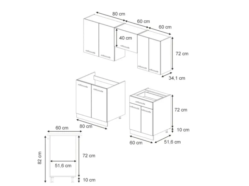 Sale Vicco Fame-Line Küchenzeile Eiche Paneel/Weiß 200 cm AP Anthrazit ohne E-Geräte Berghütten Eiche