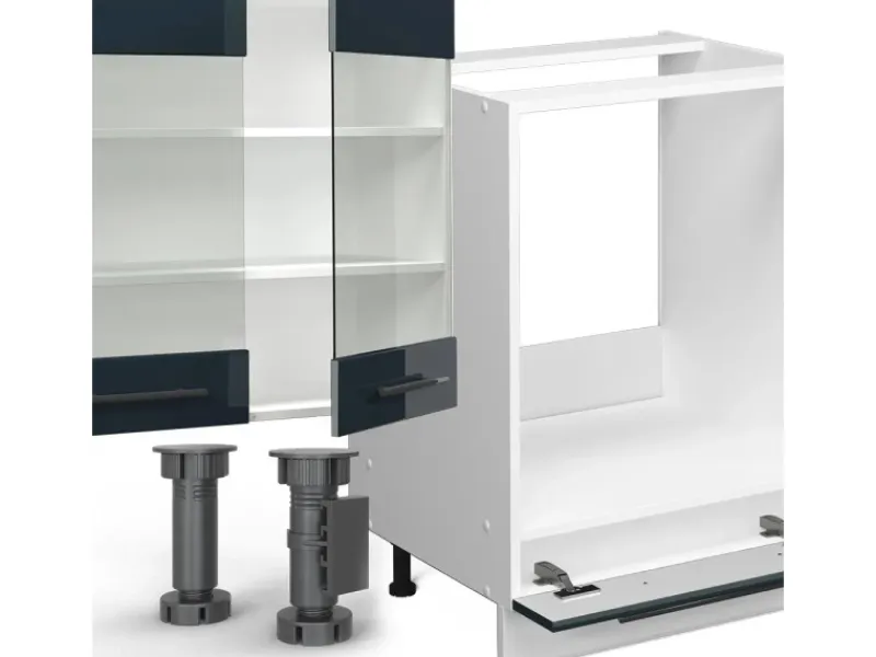 Einbauküchen<Vicco Fame-Line Küchenzeile Hochglanz/Weiß 300 cm AP Marmor ohne E-Geräte