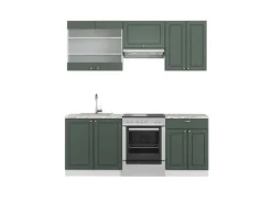 Einbauküchen<Vicco Fame-Line Küchenzeile -Gold Landhaus/Weiß 200 cm ohne Arbeitsplatte ohne E-Geräte
