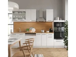 Vicco Fame-Line Küchenzeile Hochglanz/ 300 cm mit HochschrankAP Anthrazit ohne E-Geräte< Einbauküchen