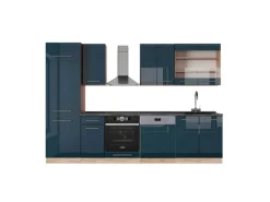 Einbauküchen<Vicco Fame-Line Küchenzeile Hochglanz/Goldkraft Eiche 300 cm AP Anthrazit ohne E-Geräte