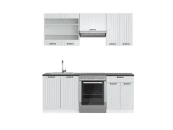 Einbauküchen<Vicco Fame-Line Küchenzeile Weiß Landhaus/Weiß 200 cm ohne Arbeitsplatte ohne E-Geräte