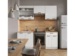 Einbauküchen<Vicco Fame-Line Küchenzeile Weiß Landhaus/Weiß 200 cm ohne Arbeitsplatte ohne E-Geräte
