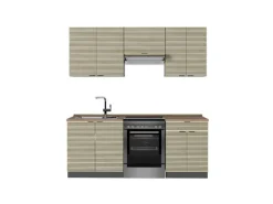 Vicco Fame-Line Küchenzeile Eiche Paneel/Anthrazit 200 cm AP Eiche ohne E-Geräte< Einbauküchen