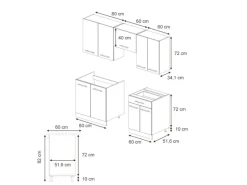 Vicco Fame-Line Küchenzeile Eiche Paneel/Anthrazit 200 cm AP Eiche ohne E-Geräte< Einbauküchen