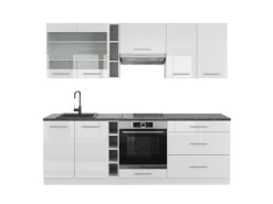 Vicco Fame-Line Küchenzeile Hochglanz/ 235 cm AP Anthrazit ohne E-Geräte< Einbauküchen