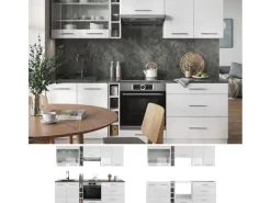 Vicco Fame-Line Küchenzeile Hochglanz/ 235 cm AP Anthrazit ohne E-Geräte< Einbauküchen