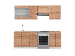 Vicco Fame-Line Küchenzeile Goldkraft /Weiß 240 cm AP ohne E-Geräte< Einbauküchen