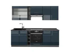 Einbauküchen<Vicco Fame-Line Küchenzeile Hochglanz/Anthrazit 235 cm AP Anthrazit ohne E-Geräte