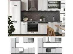 Vicco Fame-Line Küchenzeile Weiß Landhaus/Anthrazit 300 cm AP Anthrazit ohne E-Geräte< Einbauküchen