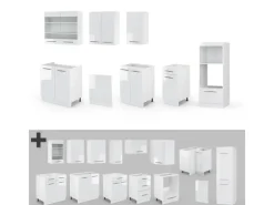 New Vicco Fame-Line Küchenzeile 300 cm mit Hochschrankohne Arbeitsplatte ohne E-Geräte Weiß
