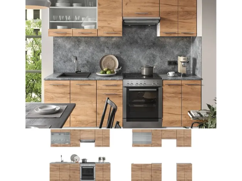 Zubehör Für Küchenarmatur<Vicco Fame-Line Küchenzeile Goldkraft /Weiß 240 cm ohne Arbeitsplatte ohne E-Geräte