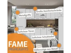 Zubehör Für Küchenarmatur<Vicco Fame-Line Küchenzeile Goldkraft /Weiß 240 cm ohne Arbeitsplatte ohne E-Geräte