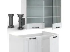 Einbauküchen<Vicco Fame-Line Küchenzeile Weiß Landhaus/Weiß 240 cm AP Anthrazit ohne E-Geräte
