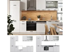 Einbauküchen<Vicco Fame-Line Küchenzeile Weiß Landhaus/Weiß 300 cm ohne Arbeitsplatte ohne E-Geräte