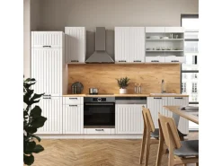 Einbauküchen<Vicco Fame-Line Küchenzeile Weiß Landhaus/Weiß 300 cm ohne Arbeitsplatte ohne E-Geräte