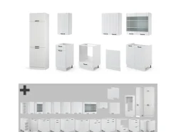 Einbauküchen<Vicco Fame-Line Küchenzeile Weiß Landhaus/Weiß 300 cm ohne Arbeitsplatte ohne E-Geräte