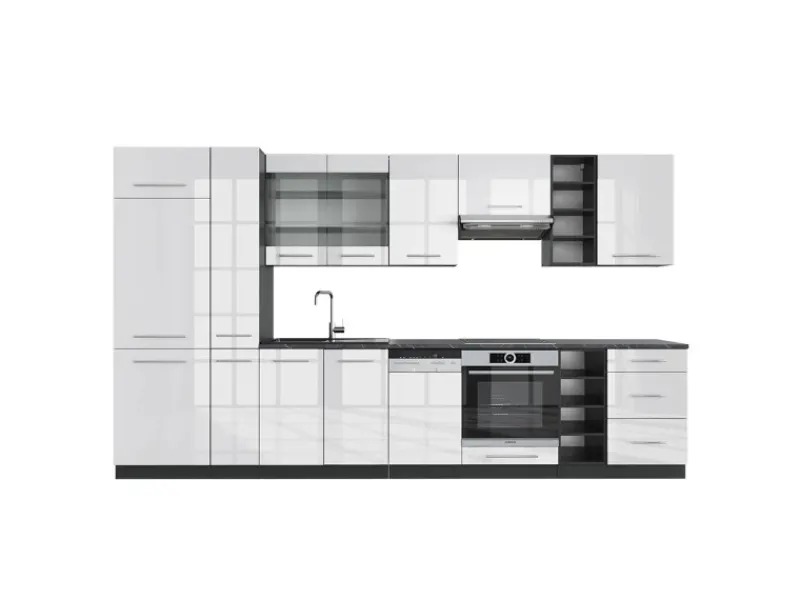 Vicco Fame-Line Küchenzeile /Anthrazit 355 cm AP Anthrazit ohne E-Geräte< Einbauküchen
