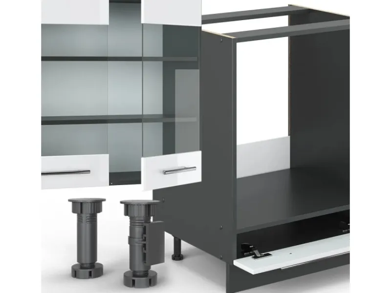 Vicco Fame-Line Küchenzeile /Anthrazit 355 cm AP Anthrazit ohne E-Geräte< Einbauküchen