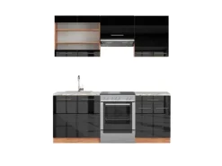 Vicco Fame-Line Küchenzeile /Goldkraft Eiche 200 cm AP Marmor ohne E-Geräte< Einbauküchen