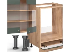 Best Vicco Fame-Line Küchenzeile -Gold Landhaus/Goldkraft Eiche 300 cm AP Marmor ohne E-Geräte Grün