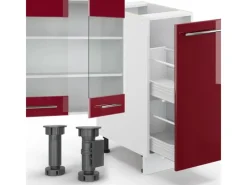 Einbauküchen<Vicco Fame-Line Küchenzeile Bordeaux Hochglanz/Weiß 280 cm AP Marmor ohne E-Geräte