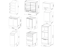 Vicco Fame-Line Küchenzeile Bordeaux Hochglanz/Goldkraft Eiche 280 cm ohne Arbeitsplatte ohne E-Geräte< Kühlschränke