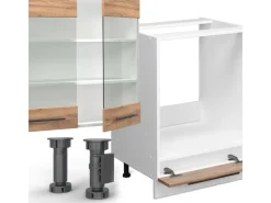 Vicco Fame-Line Küchenzeile Goldkraft /Weiß 300 cm AP ohne E-Geräte Eiche