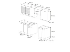 Outlet Vicco Fame-Line Küchenzeile Hochglanz/Anthrazit 240 cm AP Eiche ohne E-Geräte Dunkelblau