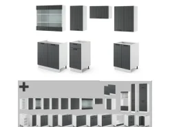 Einbauküchen<Vicco Fame-Line Küchenzeile Anthrazit Landhaus/Weiß 240 cm ohne Arbeitsplatte ohne E-Geräte