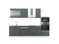 Hot Vicco Fame-Line Küchenzeile -Gold Landhaus/Weiß 300 cm mit HochschrankAP Anthrazit ohne E-Geräte Grün